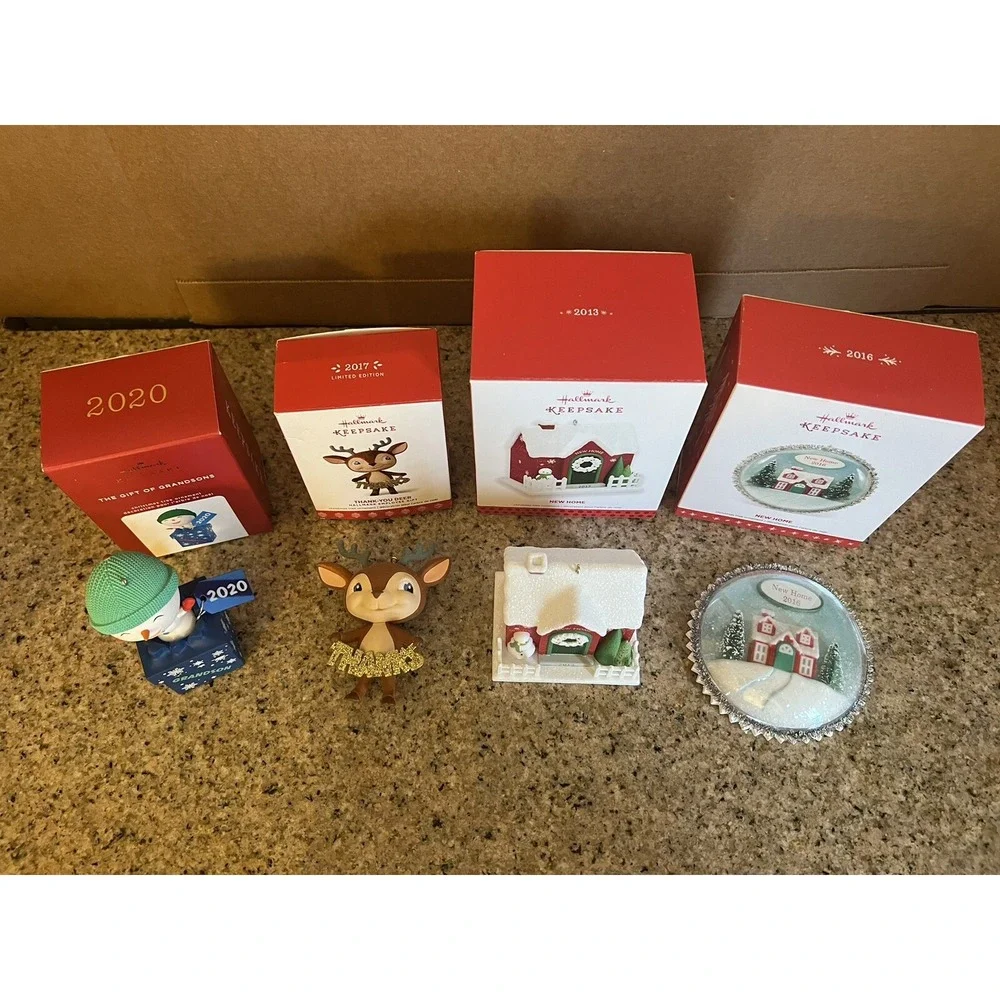 LOT Of 4 HALLMARK KEEPSAKE Ornaments Grandson New Home Deer Box Included